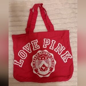 VS Pink Hot Pink Canvas Tote Bag